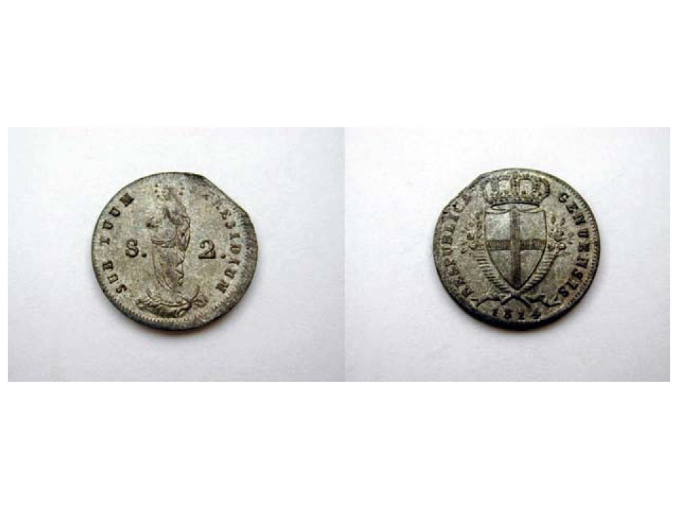 Genova. Rep. Genovese. 2 Soldi 1814 (Genuensis). Mistura