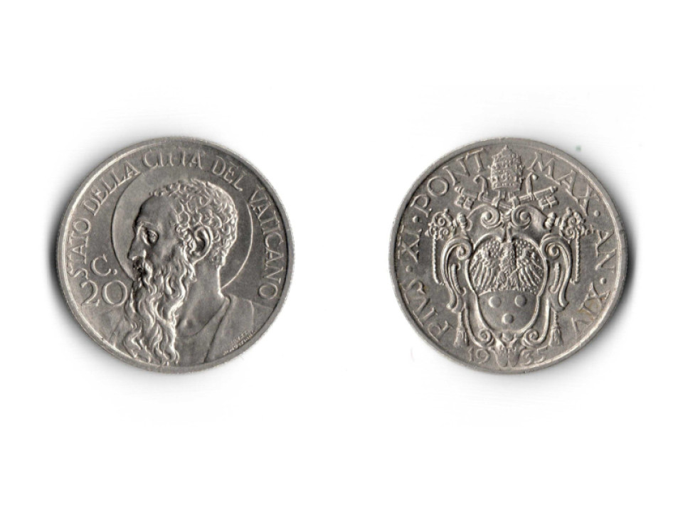 Vatican, Pius XI, 20 Centesimi 1935