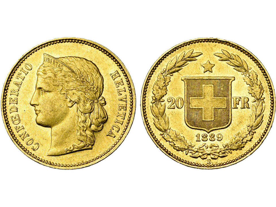 Switzerland, 20 Francs 1889