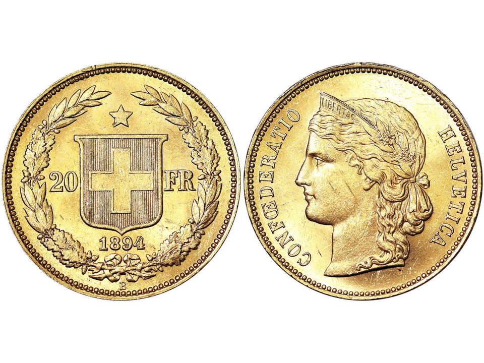 Switzerland, 20 Francs 1894