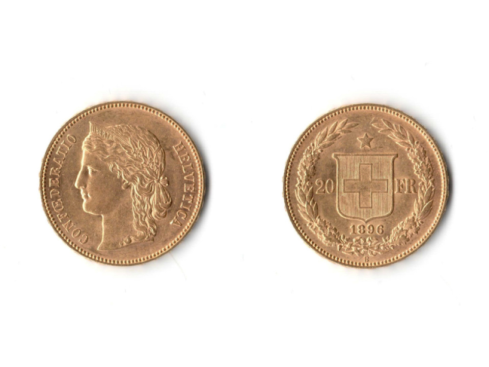 Switzerland, 20 Francs 1896