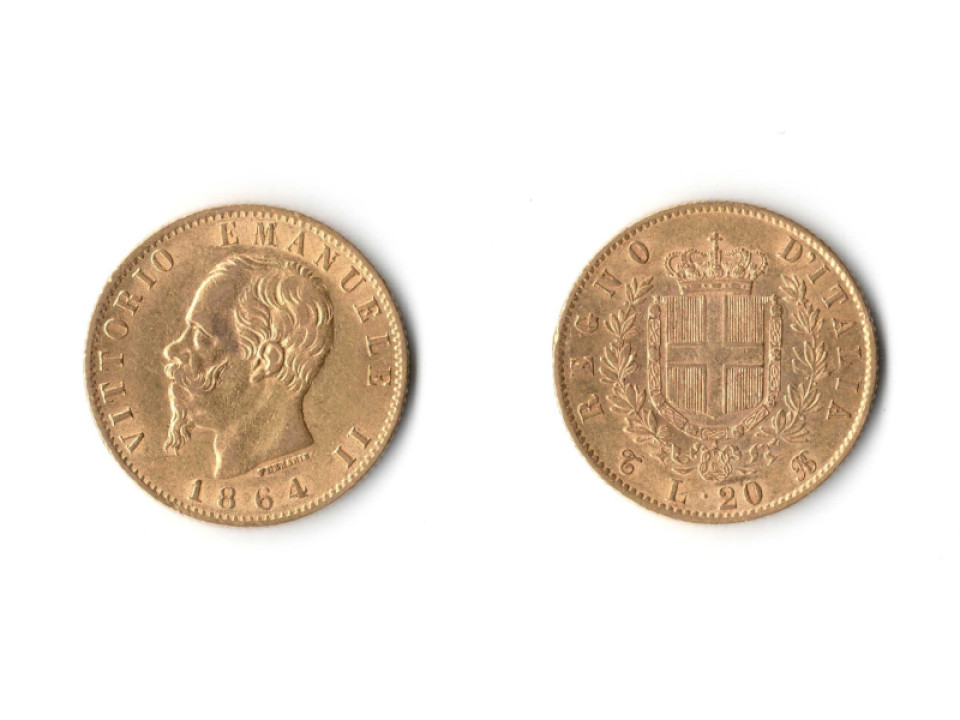 Vitt. Eman. II, 20 Lire 1864 Torino