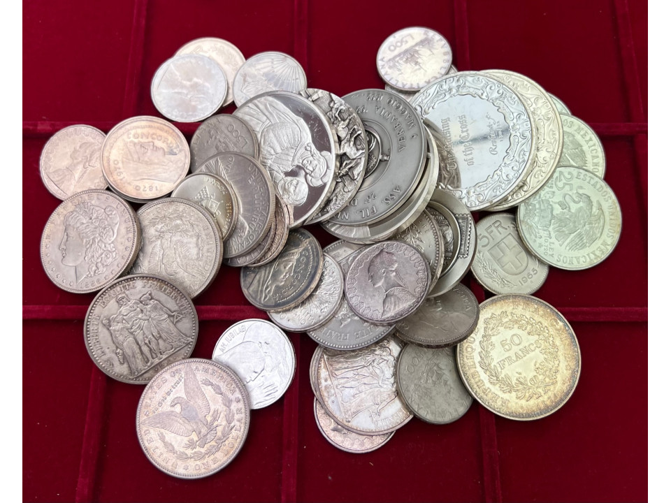 Silver Coins and Medals, Assorted Lots of 1,000 Grams