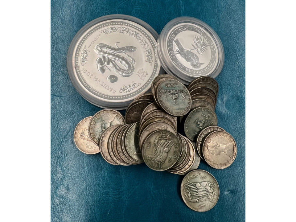 Silver Coins and Medals, Assorted Lots of 1,000 Grams