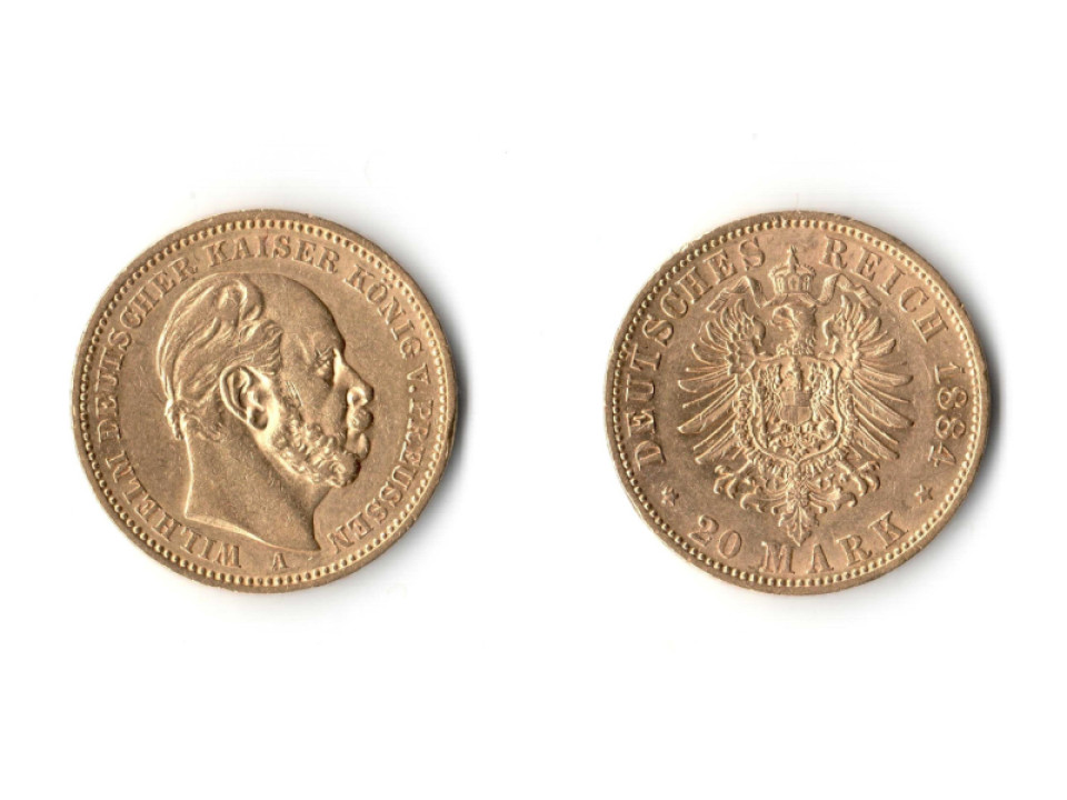 Germania - Prussia, Guglielmo I, 20 Marchi 1884 A