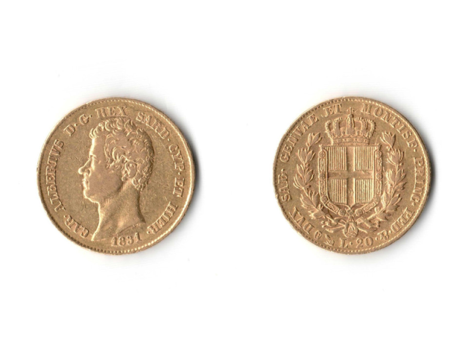 Carlo Alberto, 20 Lire 1831 Genova FERT