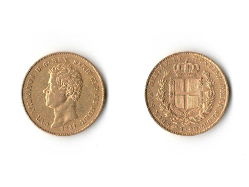 Carlo Alberto, 20 Lire 1831 Torino FERT