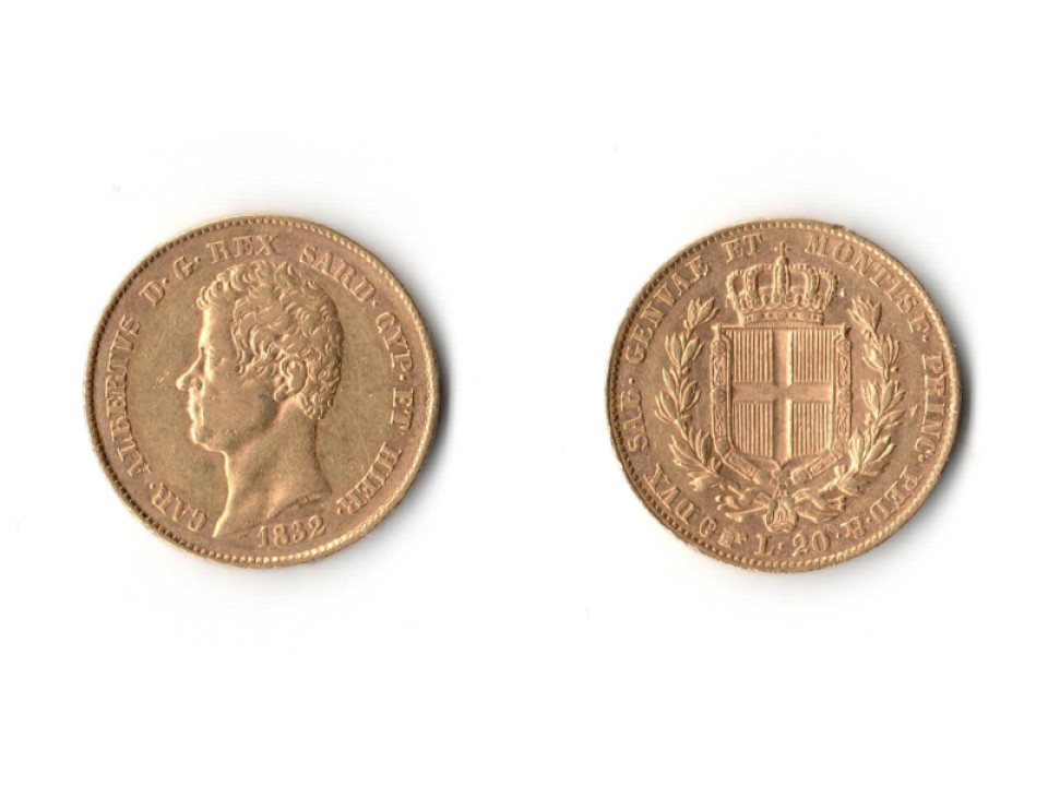 Carlo Alberto, 20 Lire 1832 Torino FERT