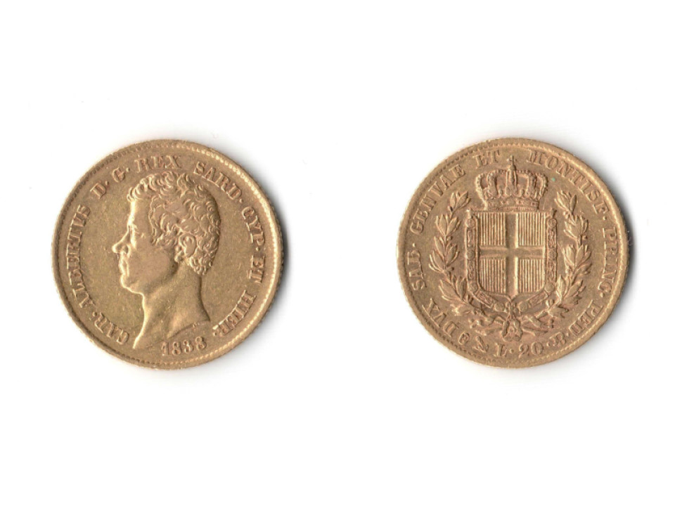 Carlo Alberto, 20 Lire 1838 Genova