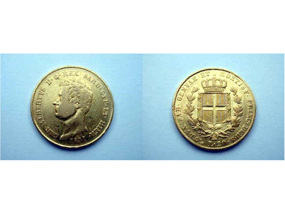 Carlo Alberto, 20 Lire 1831 Genoa FERT