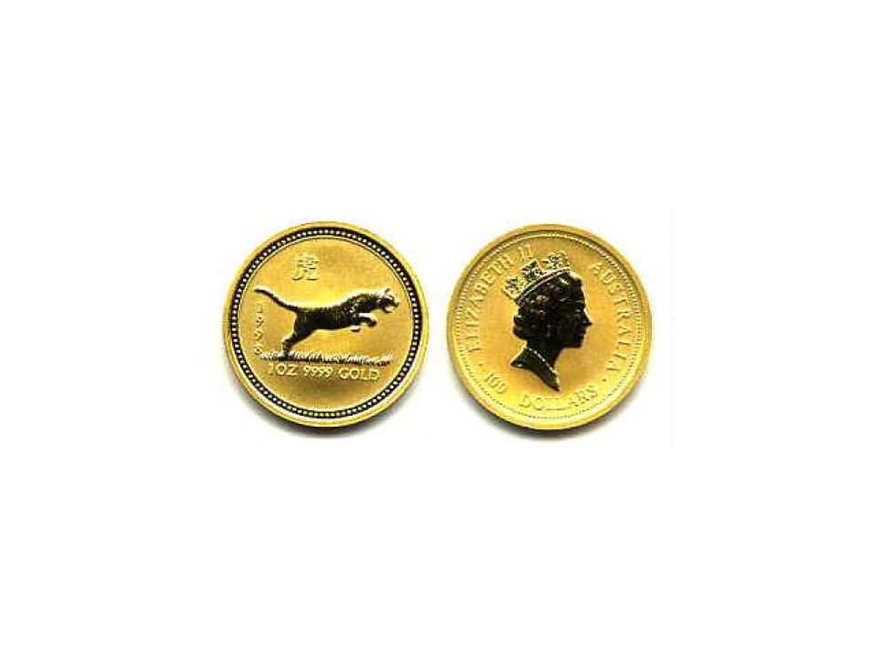 Australia, Elisabetta II 100 Dollari 1998 Tigre