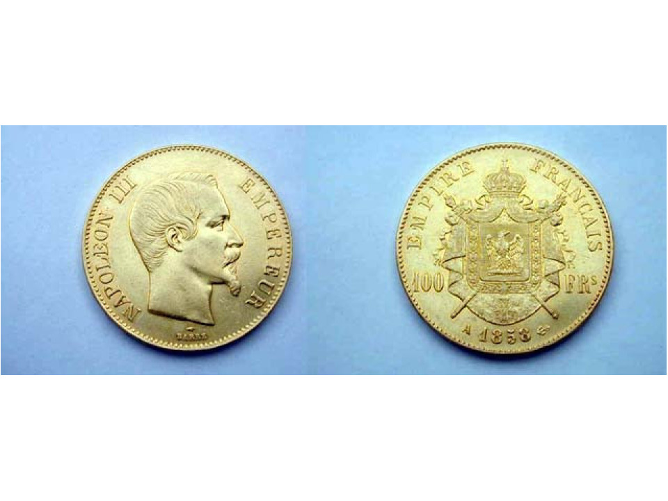 Francia, Napoleone III 100 Franchi 1858 A