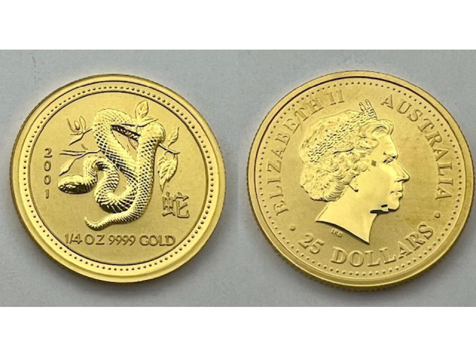 Australia, Elisabetta II 25 Dollari 2001 Serpente