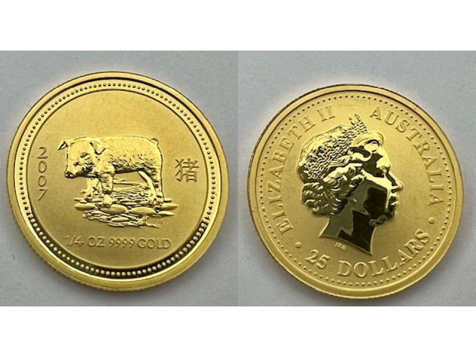 Australia, Elizabeth II, 25 Dollars 2007 Pig