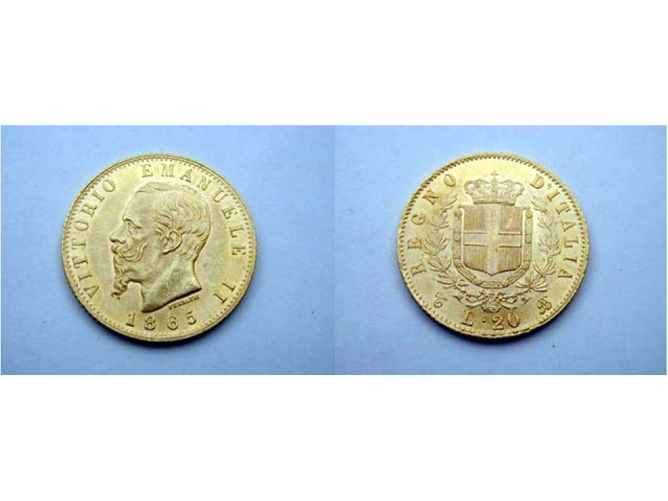 Vitt. Eman. II, 20 Lire 1865 Torino