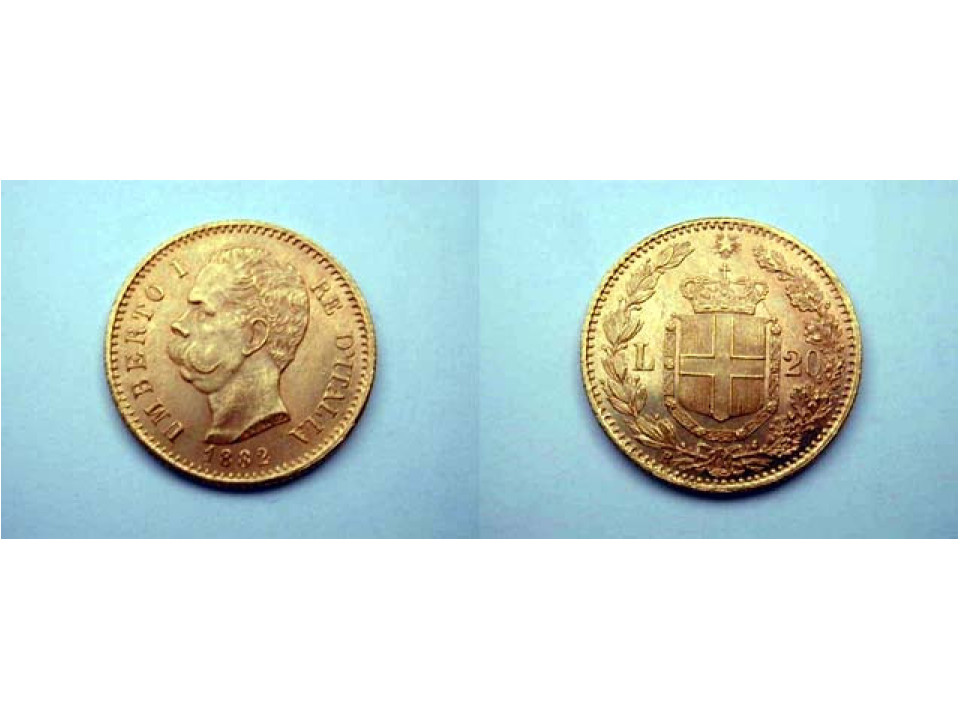 20 Lire 1882 Red Gold
