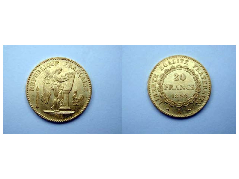 Francia, Angelo 20 Franchi 1848 A (con scritta)