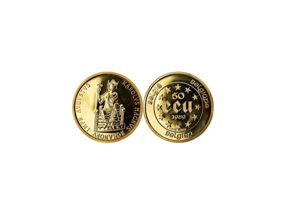 Belgio, 50 Ecu 1989 Carlo Magno
