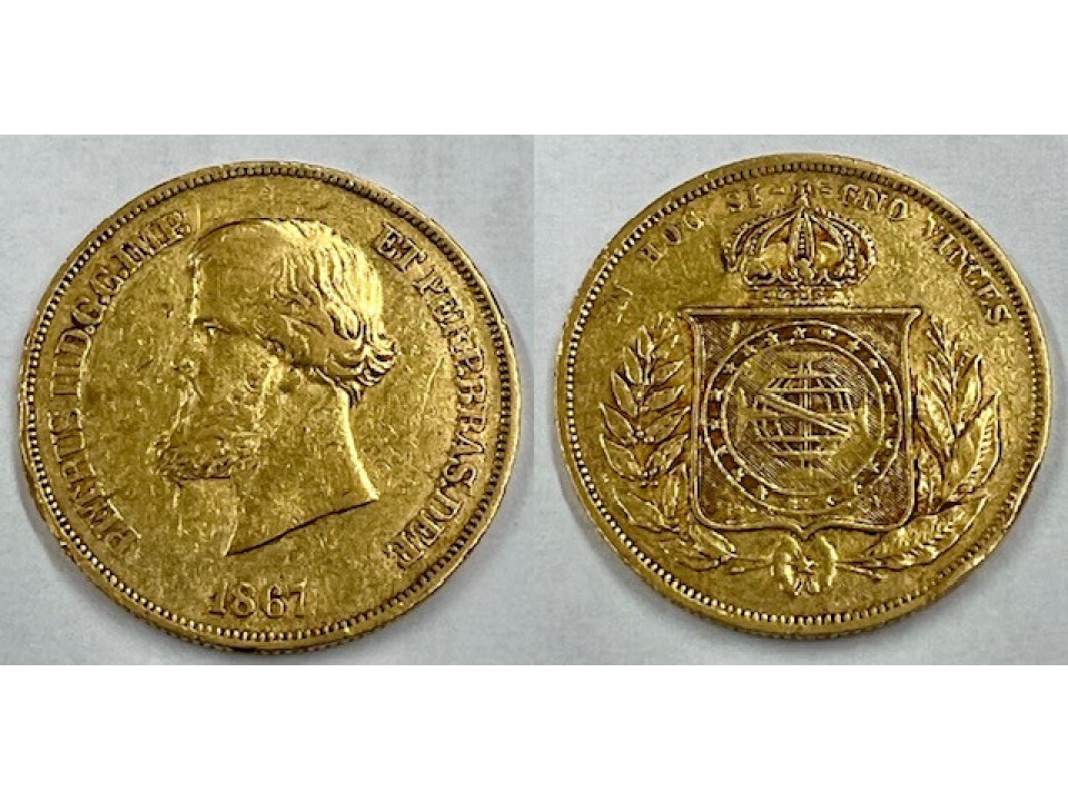 Brasile, Pietro II, 10.000 Reis 1867