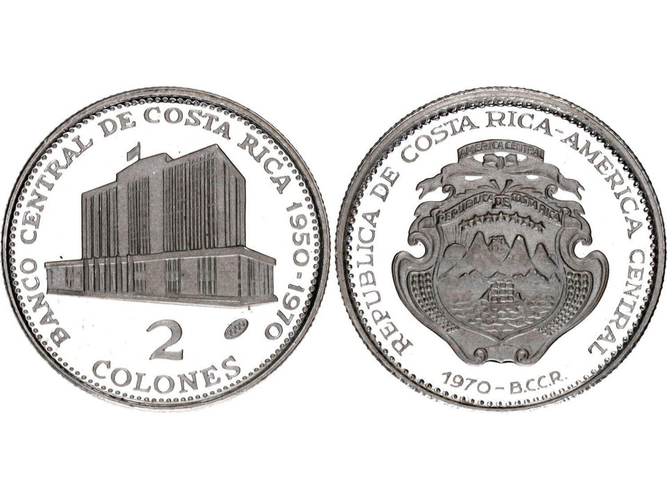 Costa Rica, 2 Colones 1970