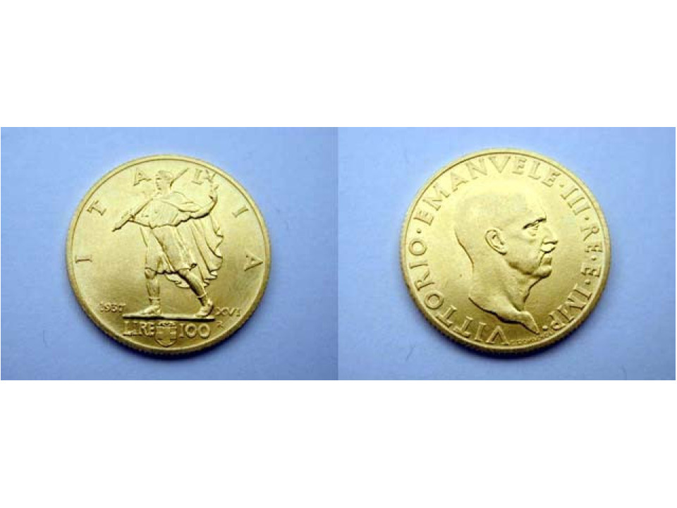 Vittorio Emanuele III, 100 Lire 1937 "Littore" FDC Conserv. Ecceziona