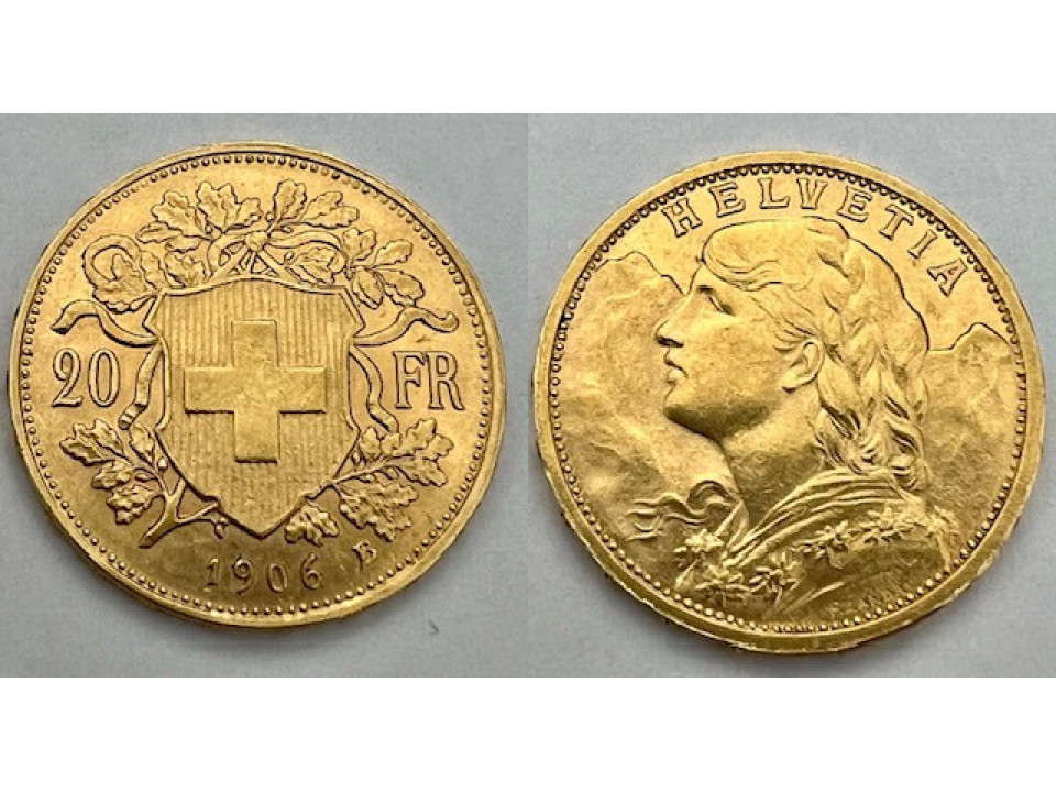 Switzerland, 20 Francs 1906