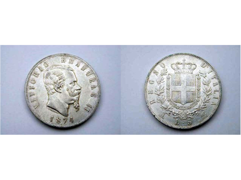 5 Lire 1874 Milan