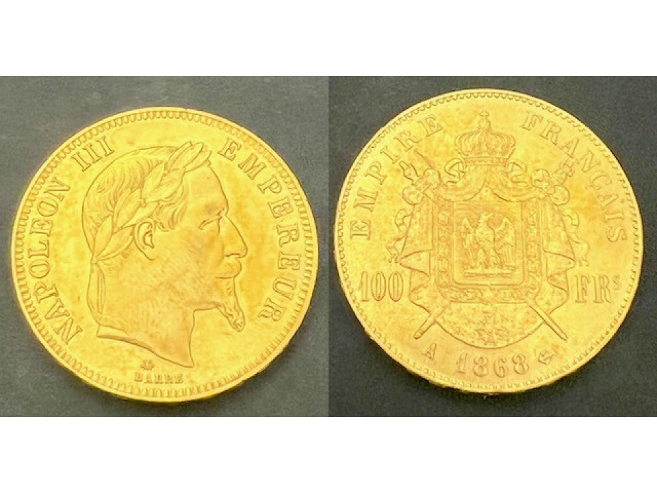 France, Napoleon III, 100 Francs 1868 A