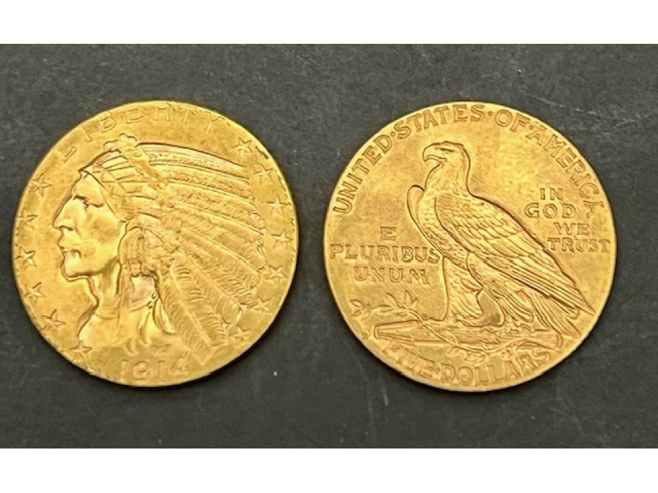 United States, 5 Dollars Indian Head 1914 Denver
