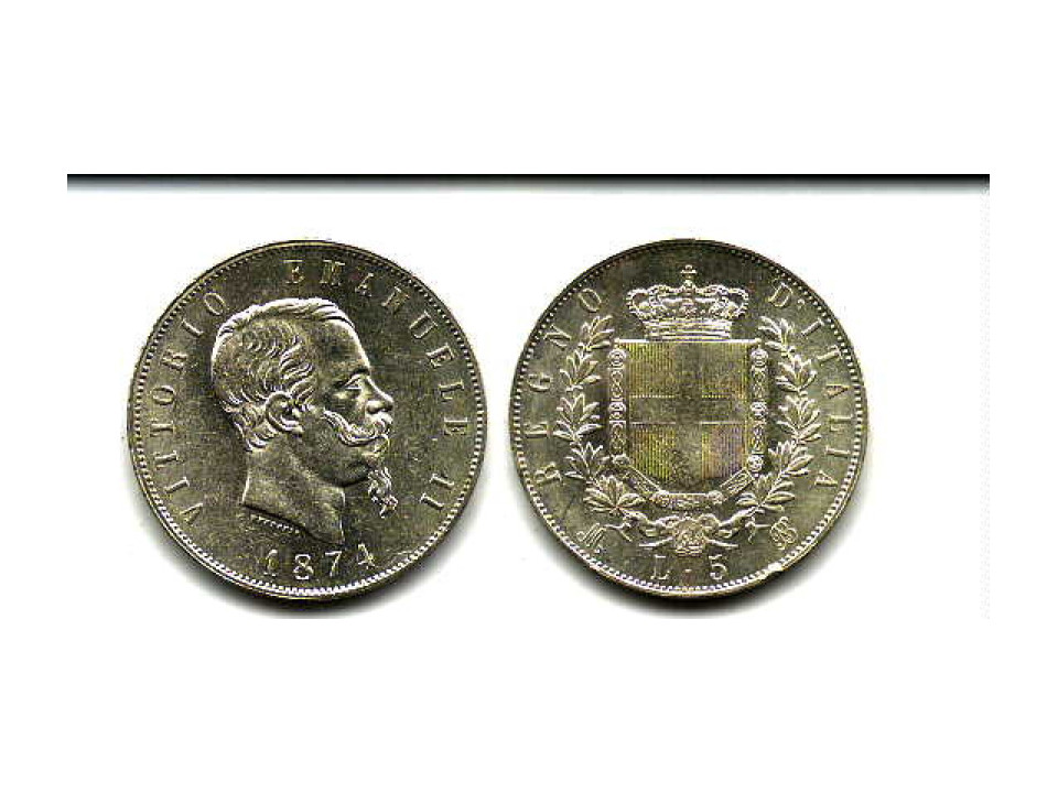 5 Lire 1874 Milan