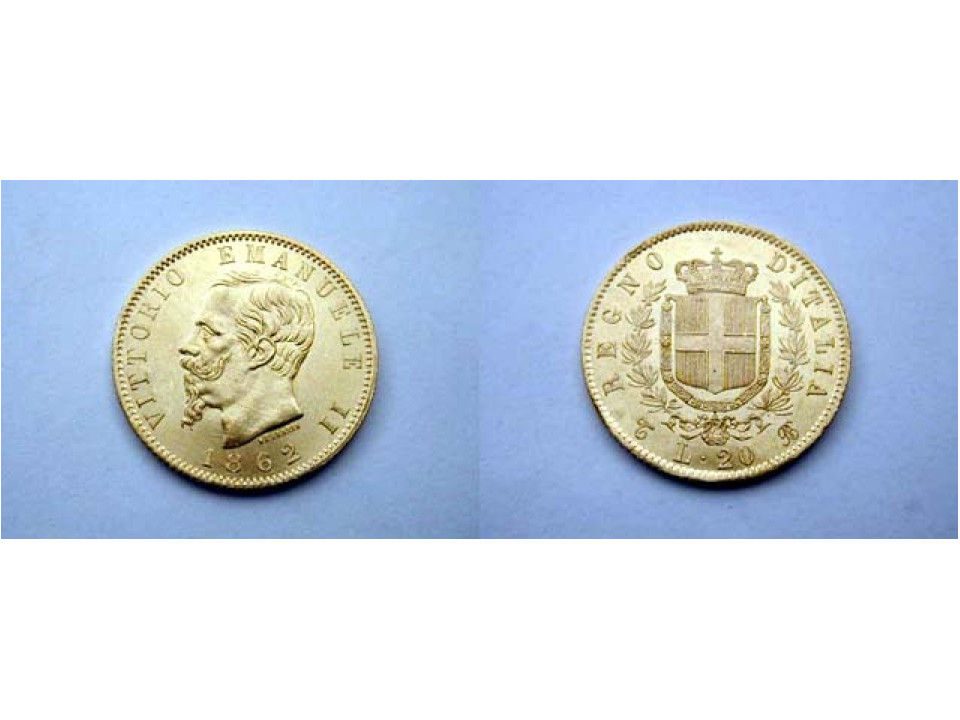 Vittorio Emanuele II, 20 Lire 1862 Turin