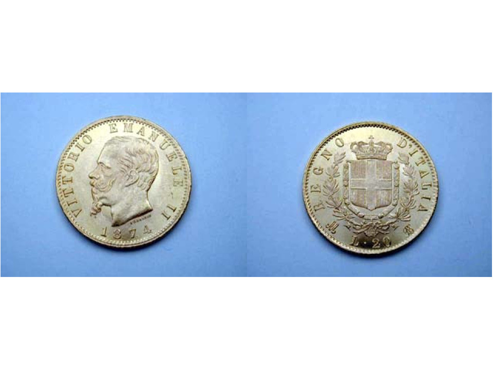Vitt. Eman. II, 20 Lire 1874 Milano