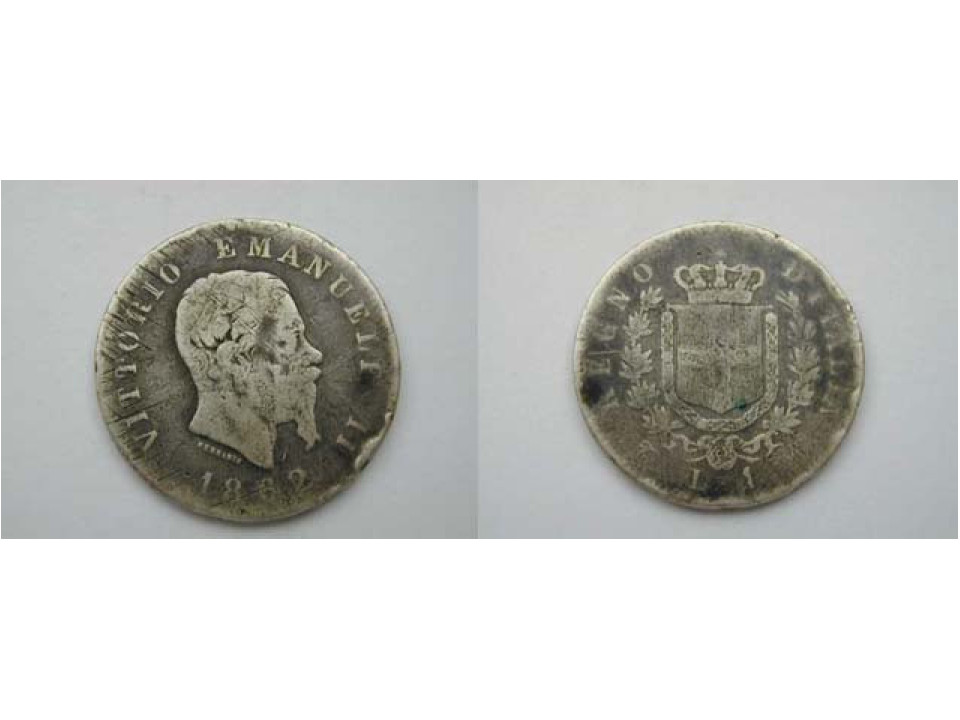1 Lira 1862 Torino Stemma