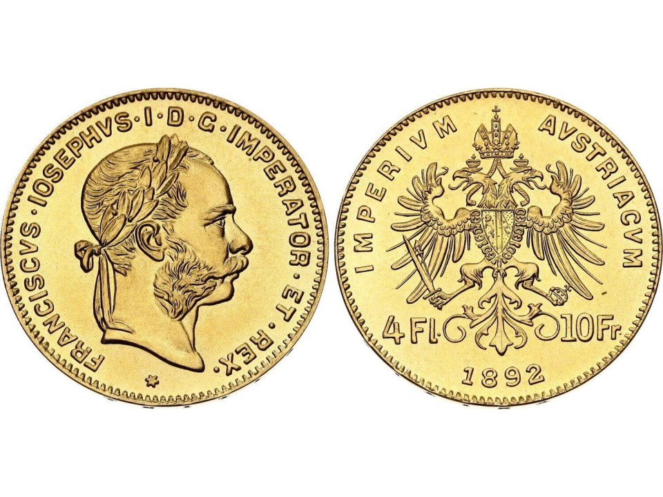 Austria, 4 Florins 1892 Gold