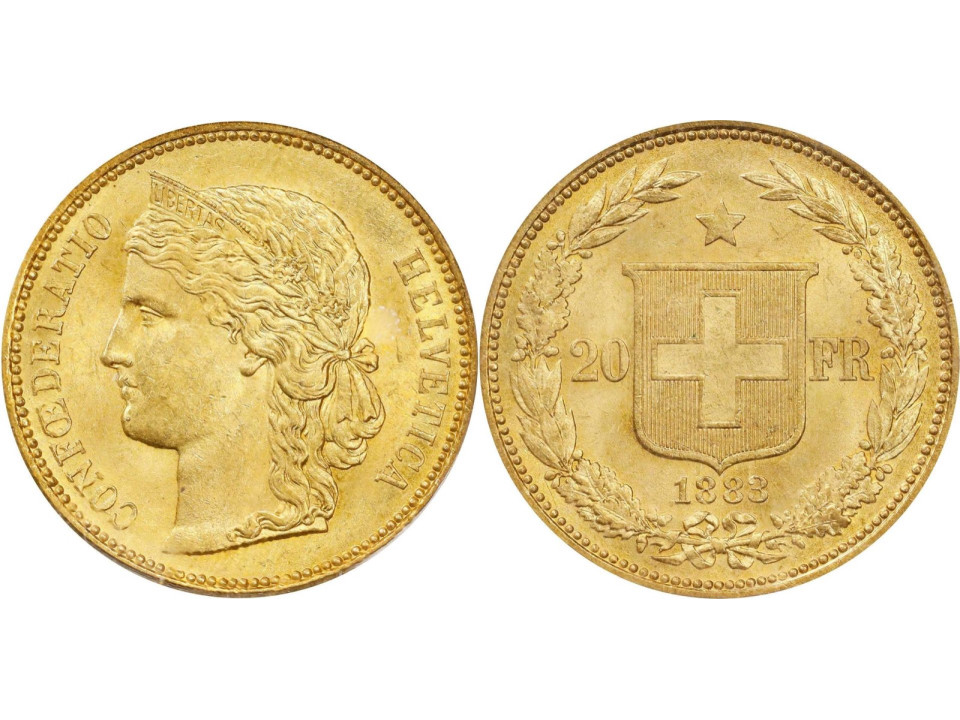 Switzerland, 20 Francs 1883
