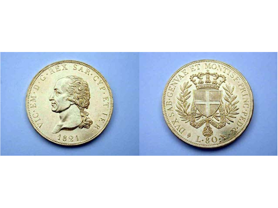 Vitt. Eman. I, 80 Lire 1821 Torino